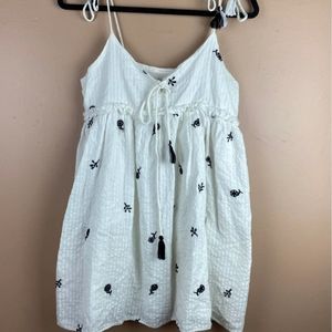 Zara black floral embroidered tassel dress